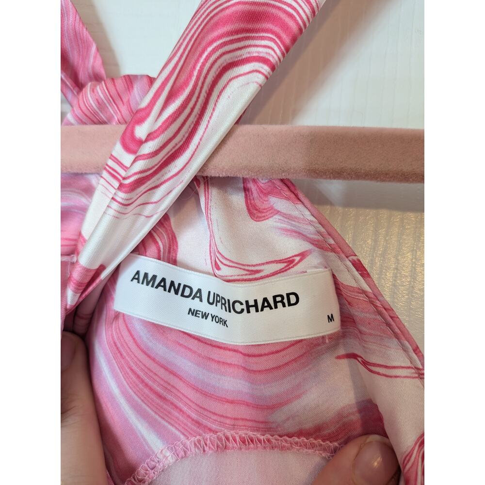 Amanda Uprichard Marble Halter Mini Dress Size  Medium Pink Barbiecore Glam - Picture 4 of 6